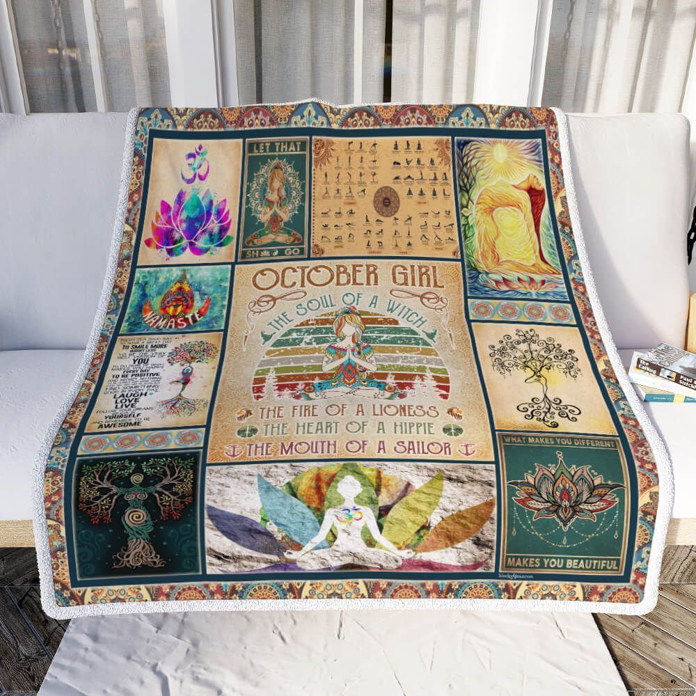 October Girl Yoga Soul Namaste Sherpa Fleece Blanket