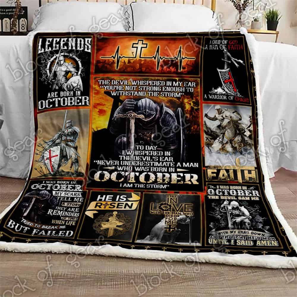 October Man A Warrior Of Christ Fleece Blanket