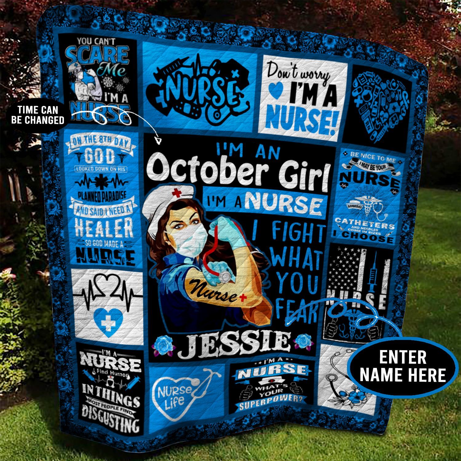 October Nurse Personalized Quilt Blanket BBB020606NB