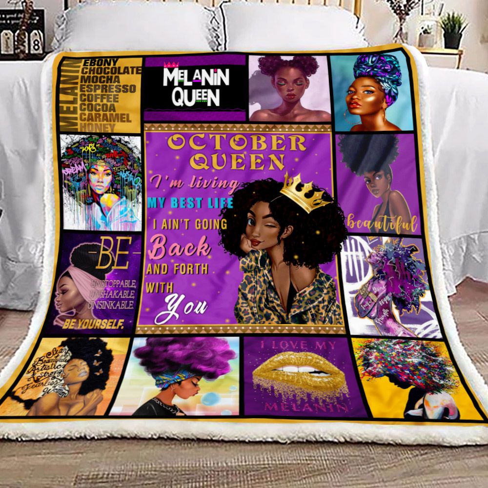 October Queen I Am Living My Best Life Fleece Blanket