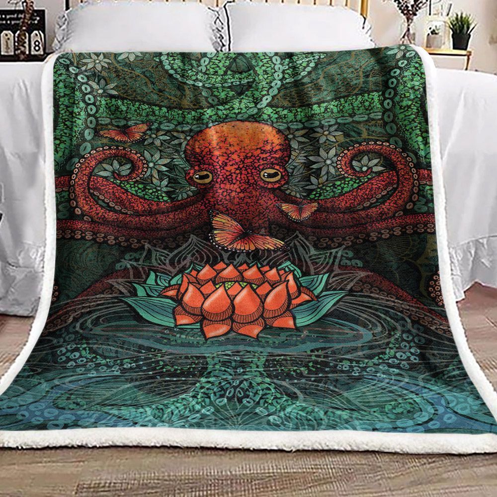 Octopus And Butterfly Sherpa Fleece Blanket