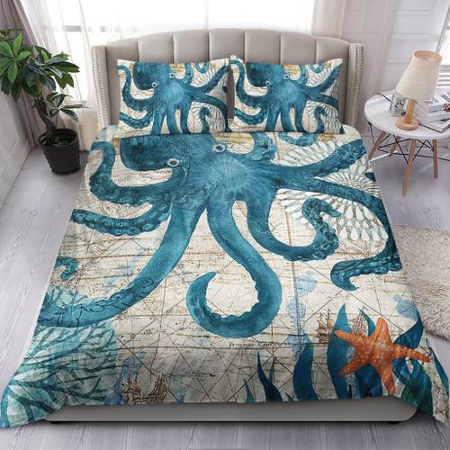 Starfish Vintage Bedding Set, Octopus Bedding King Size