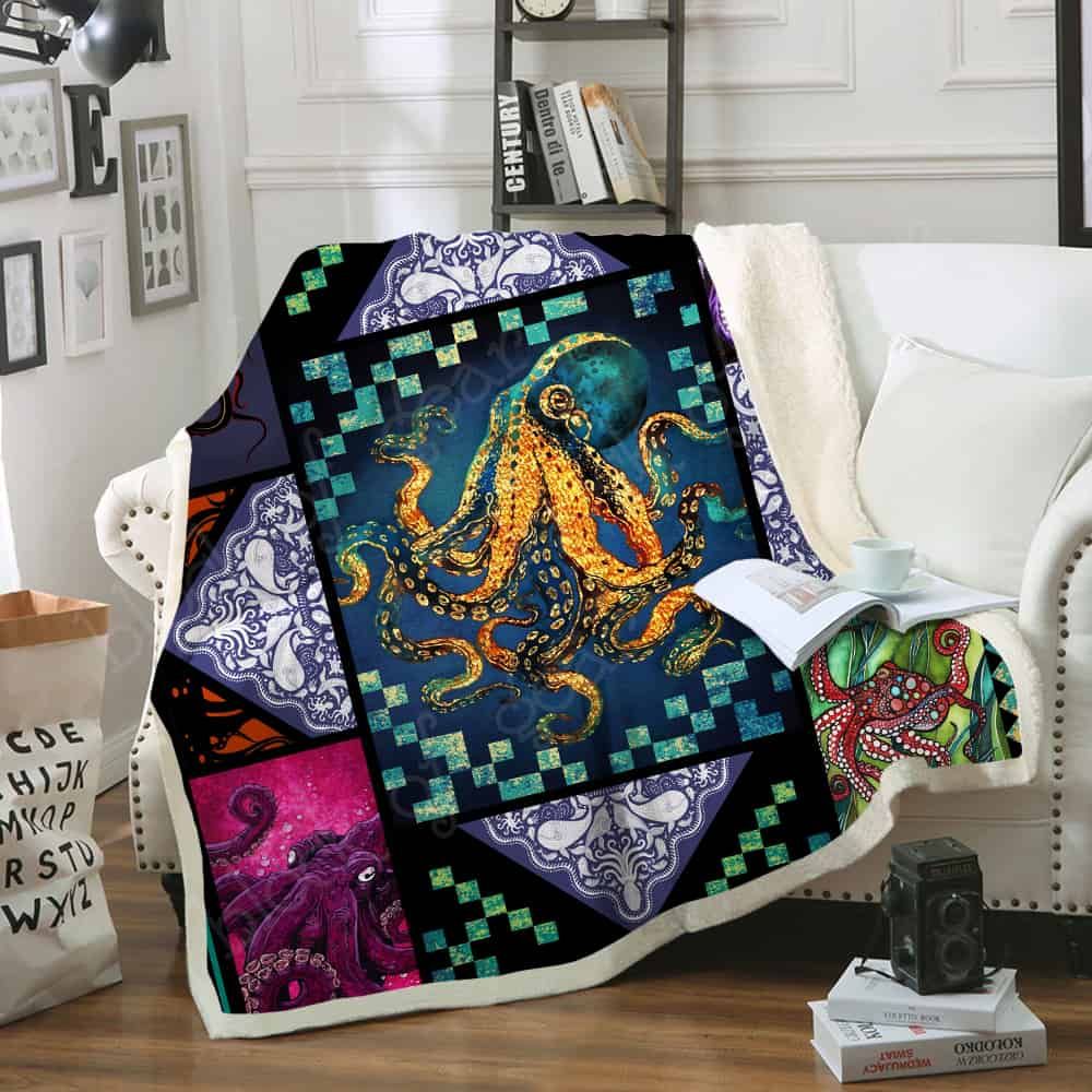 Octopus Sherpa Fleece Blanket