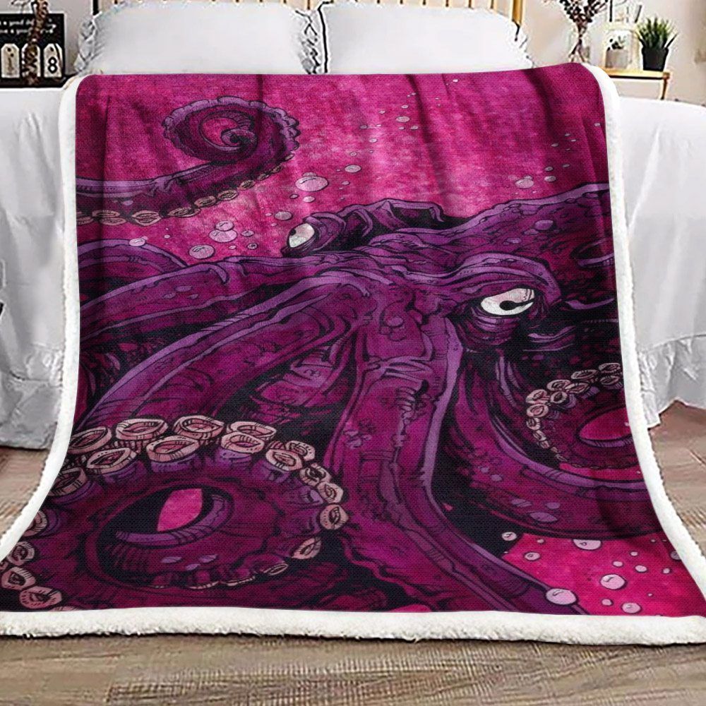 Octopus Face Sherpa Fleece Blanket