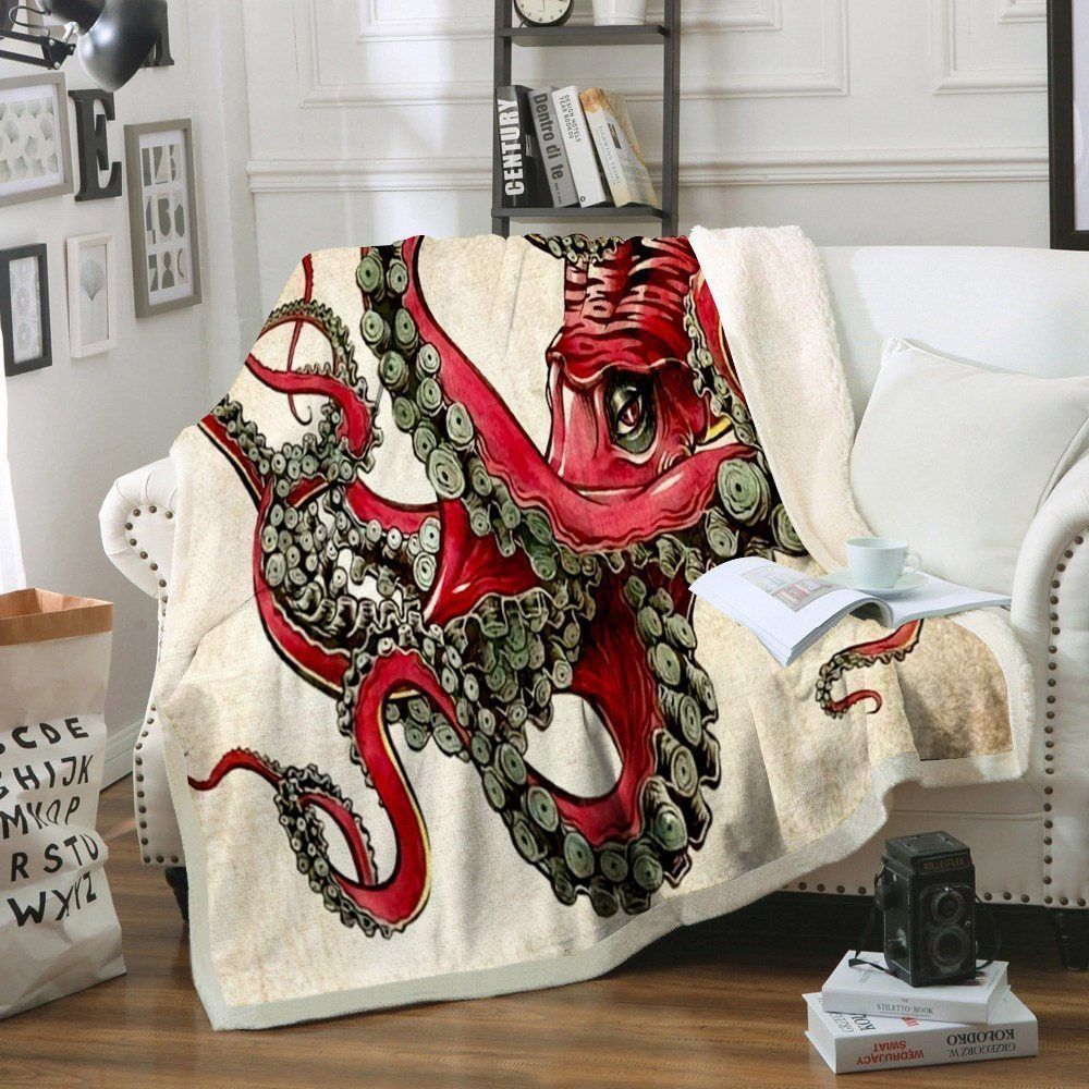 Octopus Sherpa Fleece Blanket
