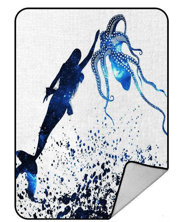 Octopus Mermaid Sherpa Fleece Blanket