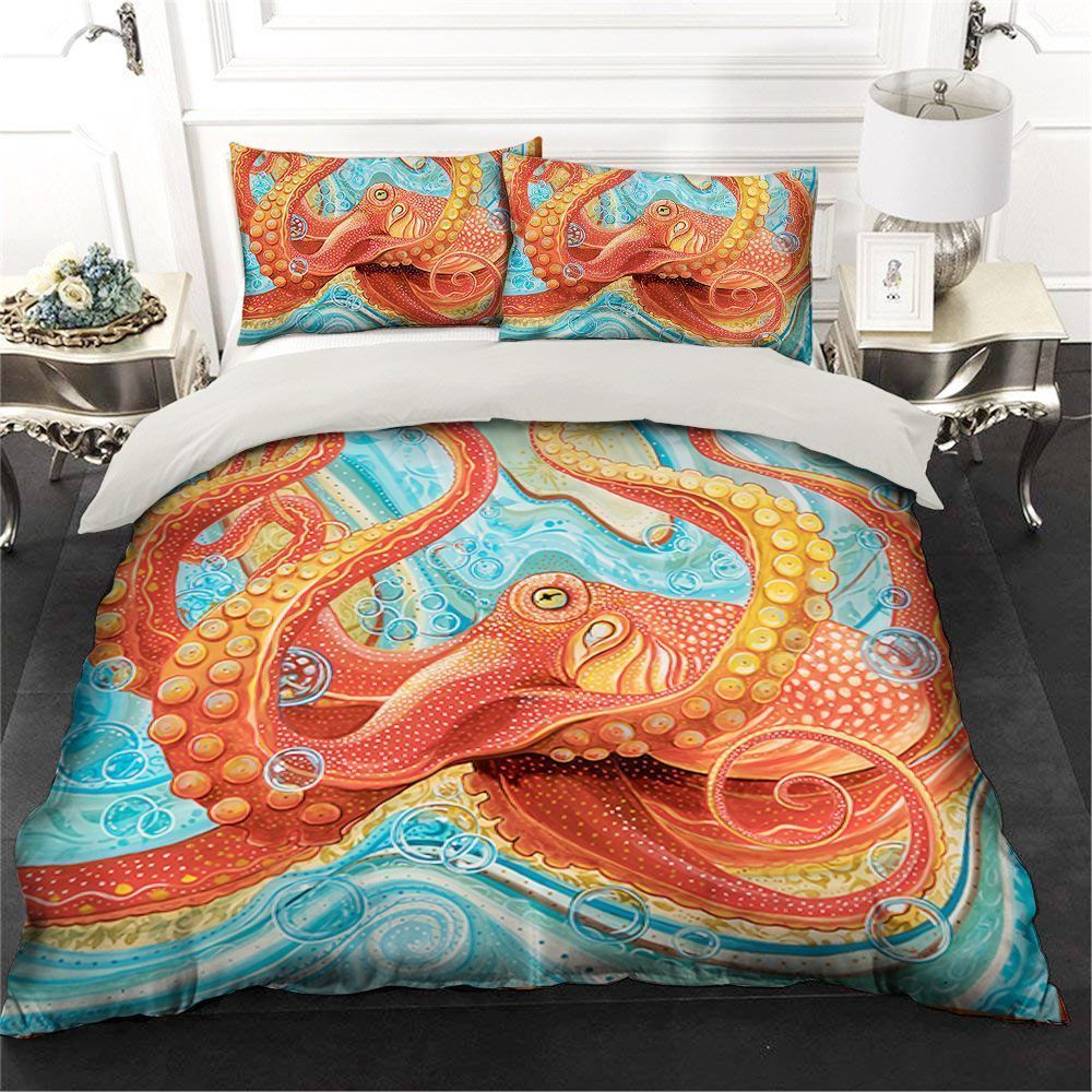 Octopus Red Bedding Set