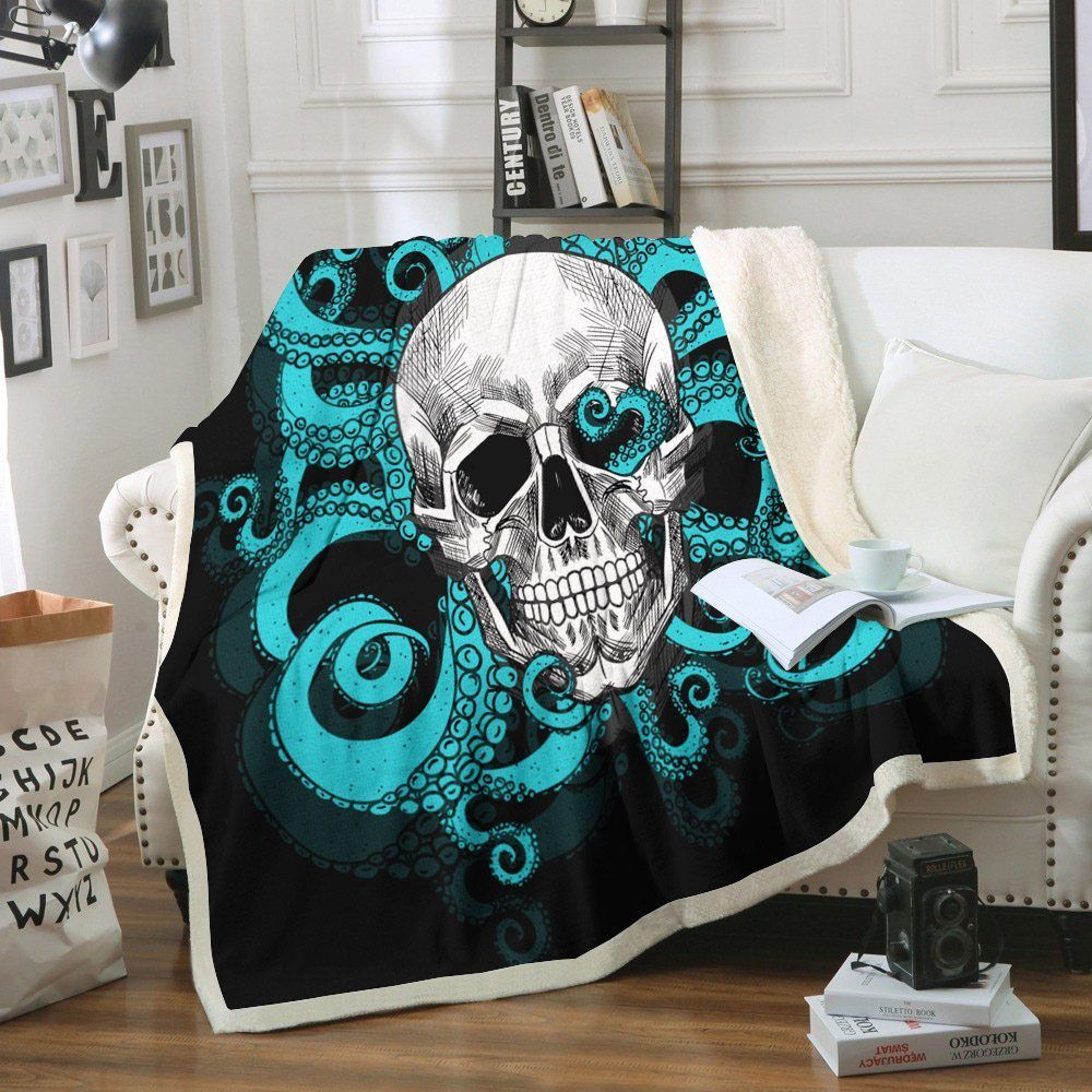 Octopus Skull Sherpa Fleece Blanket