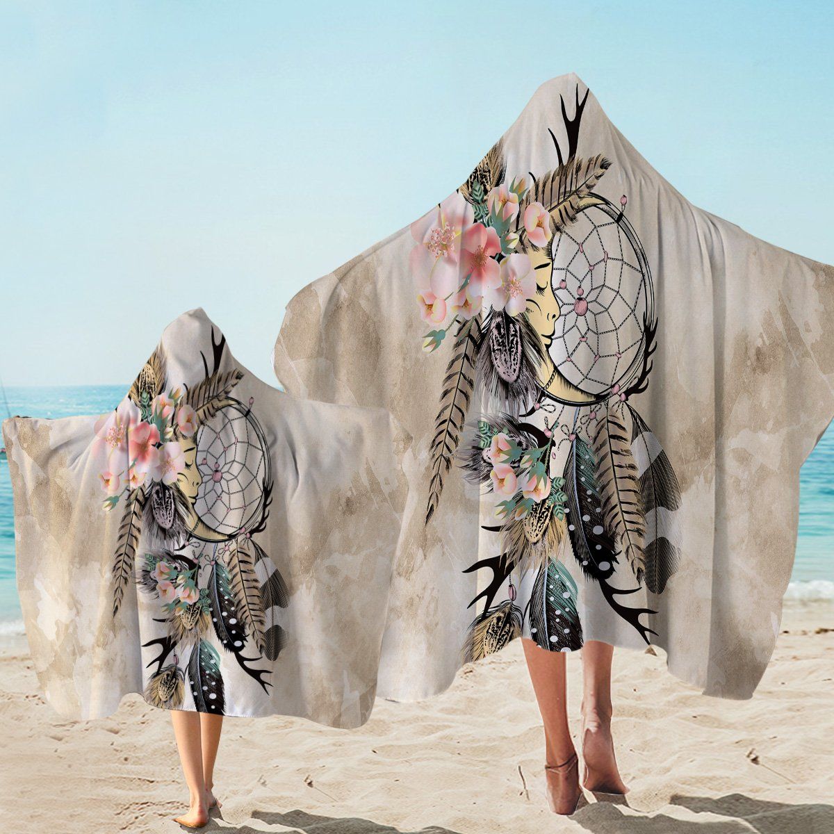 Odd Dreamcatcher With Feather Printed Hooded Towel