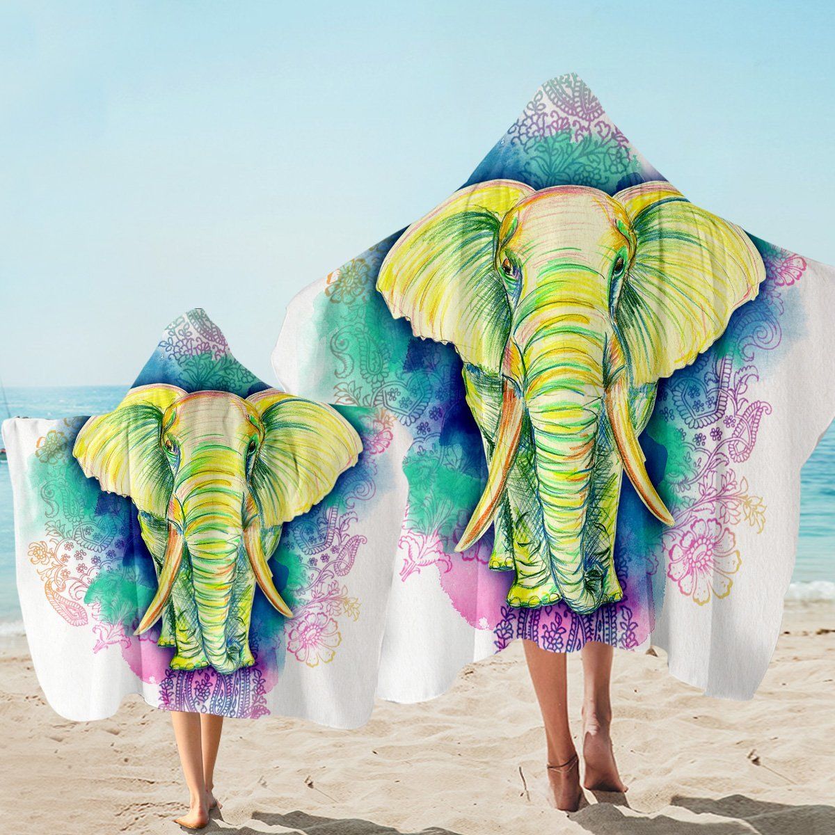Odd Elephant Pattern Printed Hooded Towel