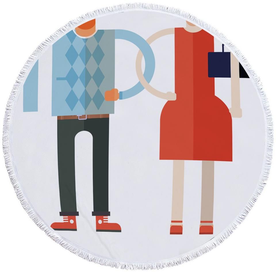 Office Wear Men And Women Printed Round Beach Towel