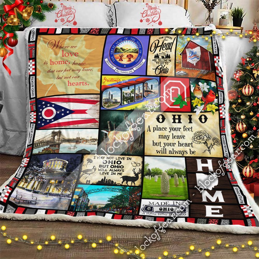 Ohio Where We Love Is Home Sherpa Fleece Blanket