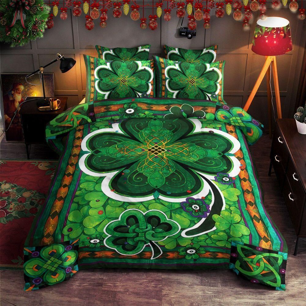 Oil Painting Green Clover St Patrick’s Day Bedding Set