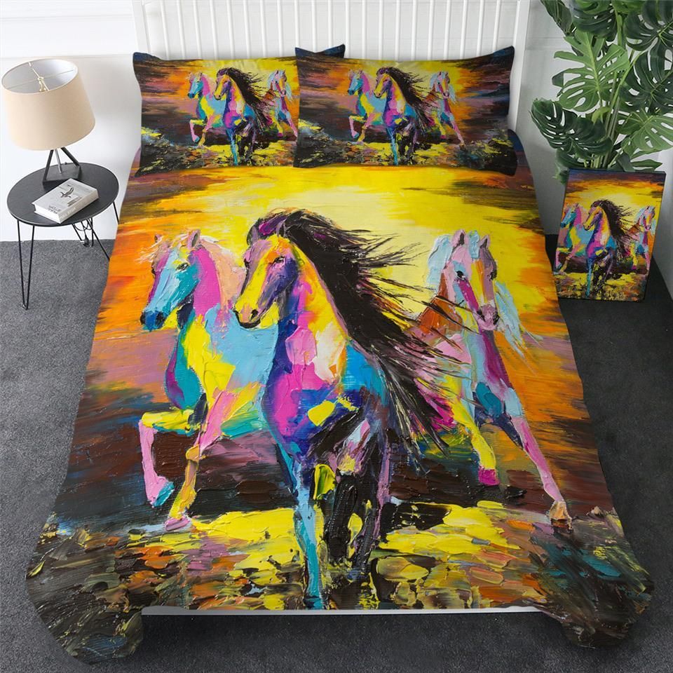 Oil Painting Of Herd Of Horses Bedding Set