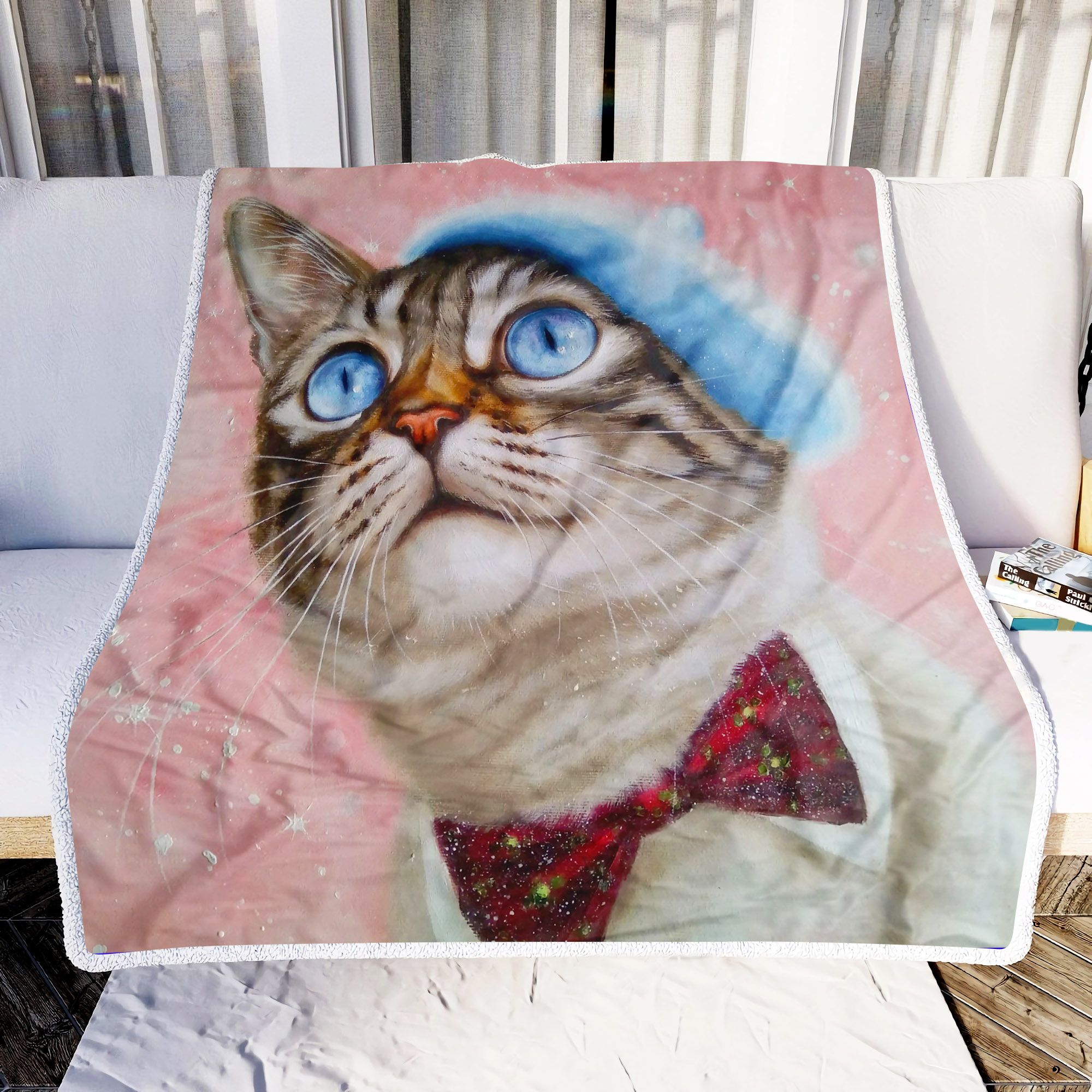 Oil Painting With A Cat Pink Dream Fleece Blanket