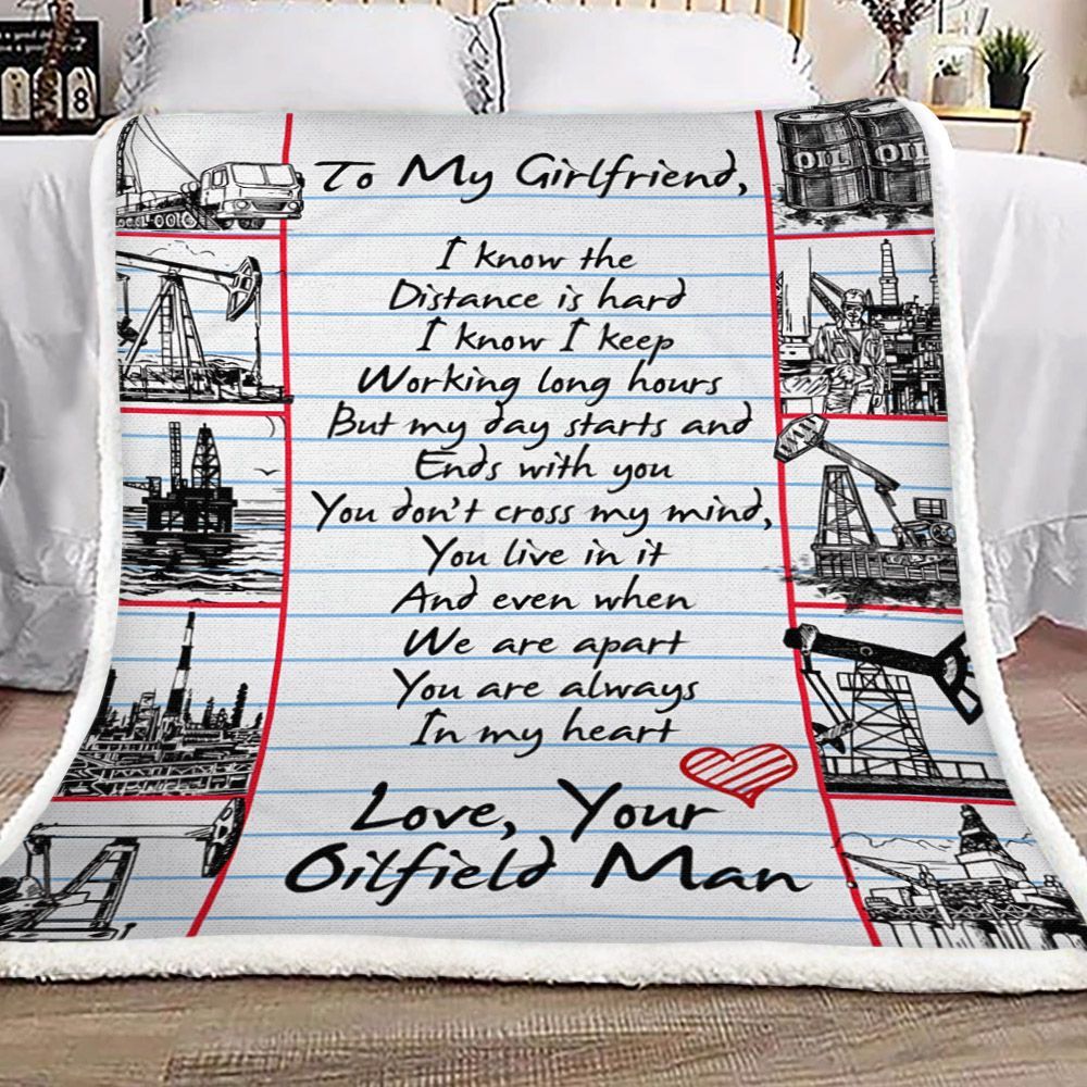 Oilfield Mans Girlfriend Sherpa Fleece Blanket