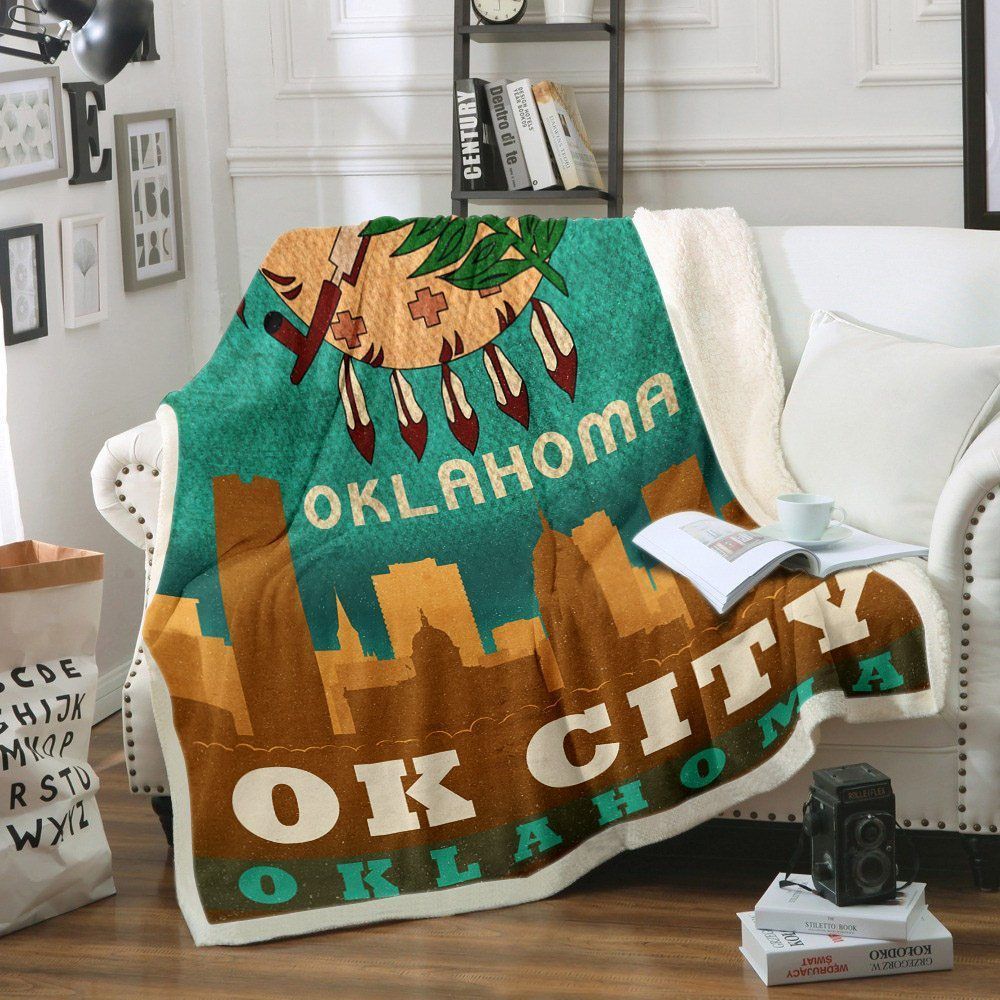 Oklahoma City Sherpa Fleece Blanket