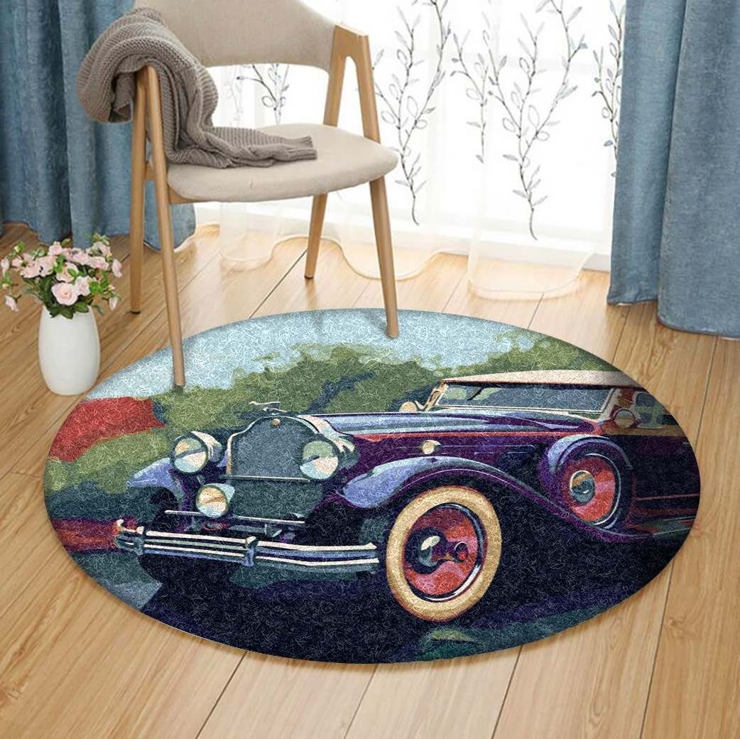 Old Car Round Carpet