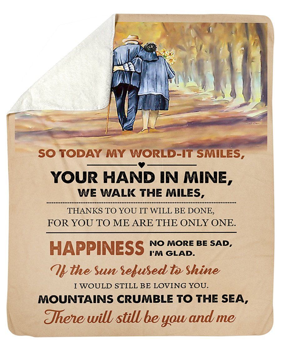 Old Couple To My Husband Your Hand In Mine Fleece Blanket Sherpa Blanket