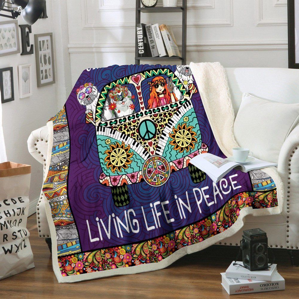 Old English Sheepdog Sherpa Fleece Blanket