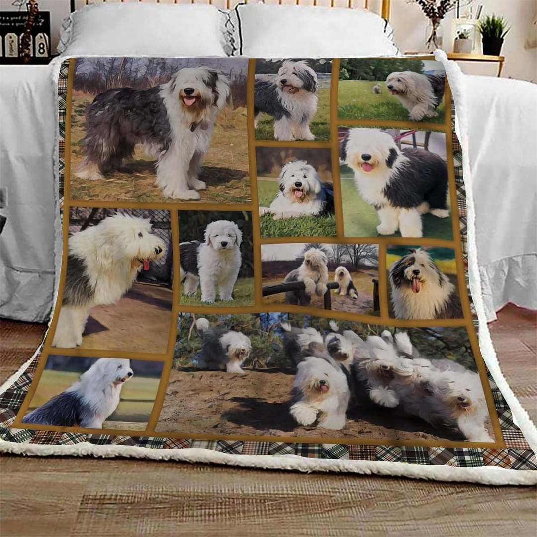 Old English Sheepdog Life Sherpa Fleece Blanket