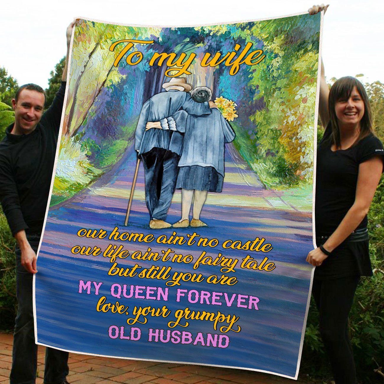 Old Husband Gift For Wife You Are My Queen Forever Fleece Blanket