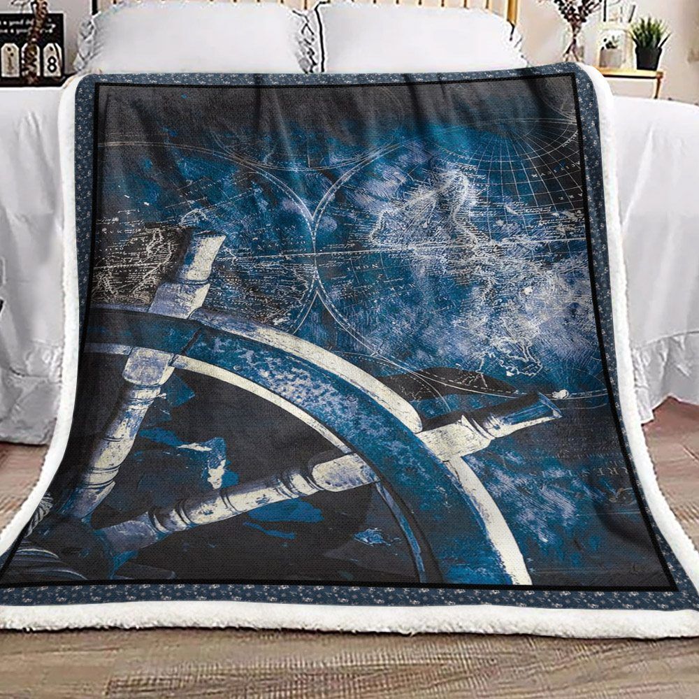 Old Nautical Navigation Sherpa Fleece Blanket