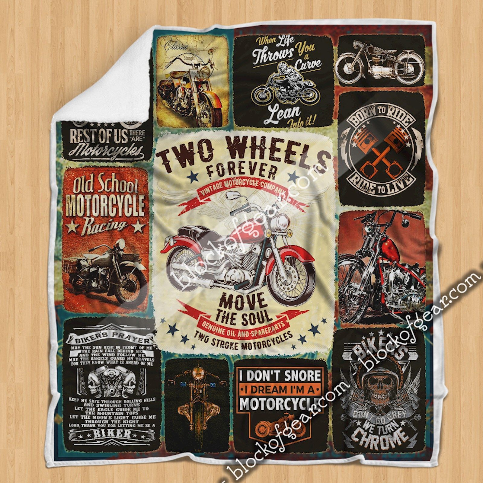 Old School Motorcycle Racing Sherpa Fleece Blanket
