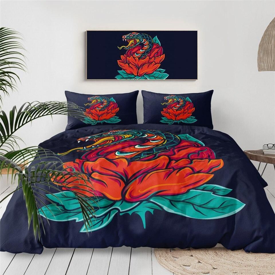 Old Style Snake Flower Bedding Set