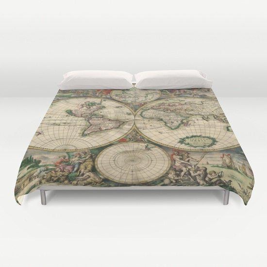 Old World Map Bedding Set