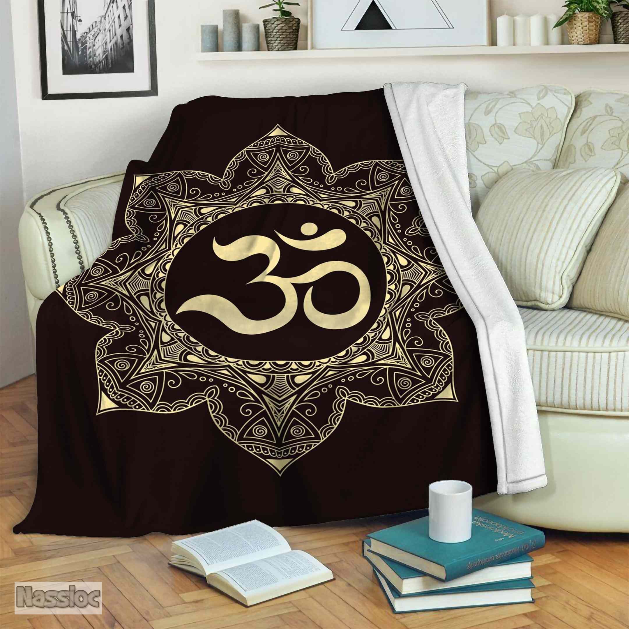 Om Aum Mandala Fleece Blanket