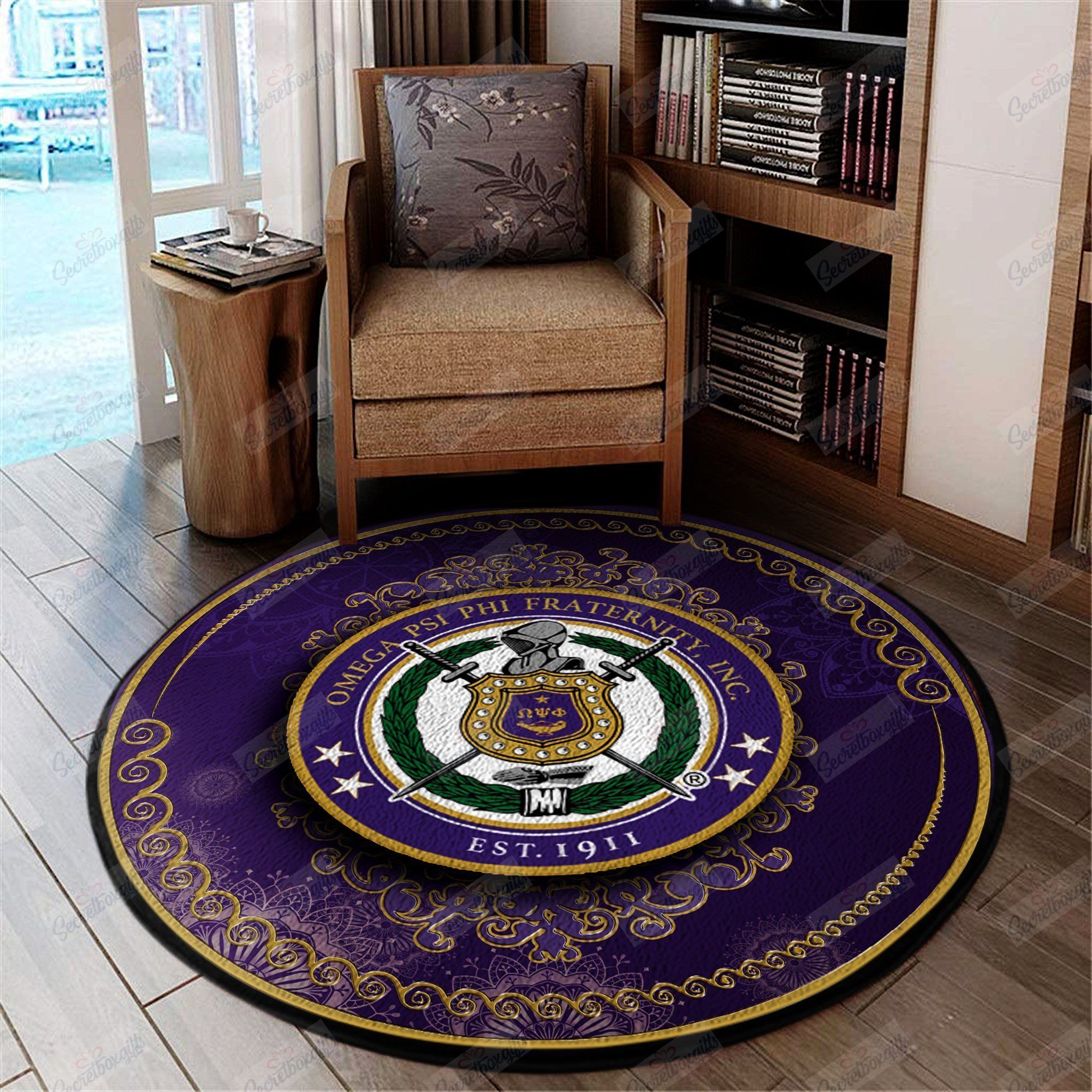 Omega Psi Phi Round Carpet