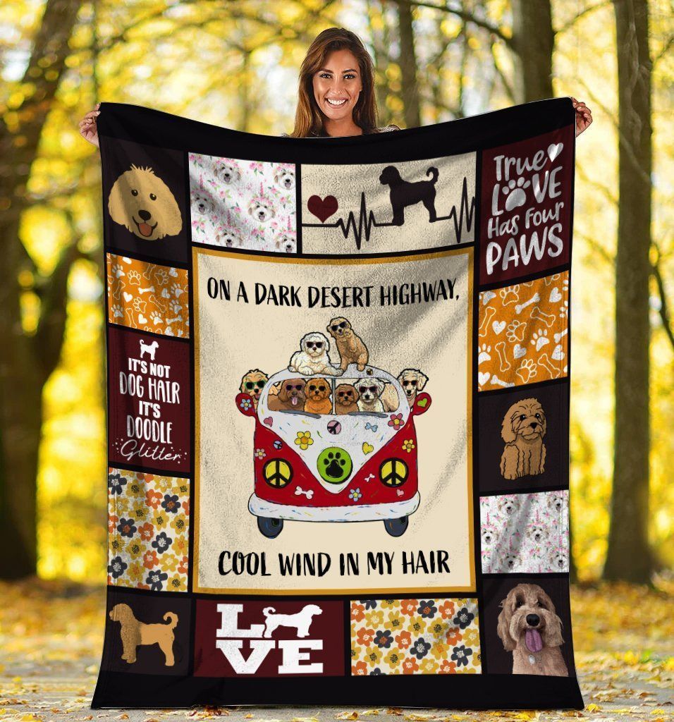 On A Dark Desert Highway Goldendoodle Fleece Blanket