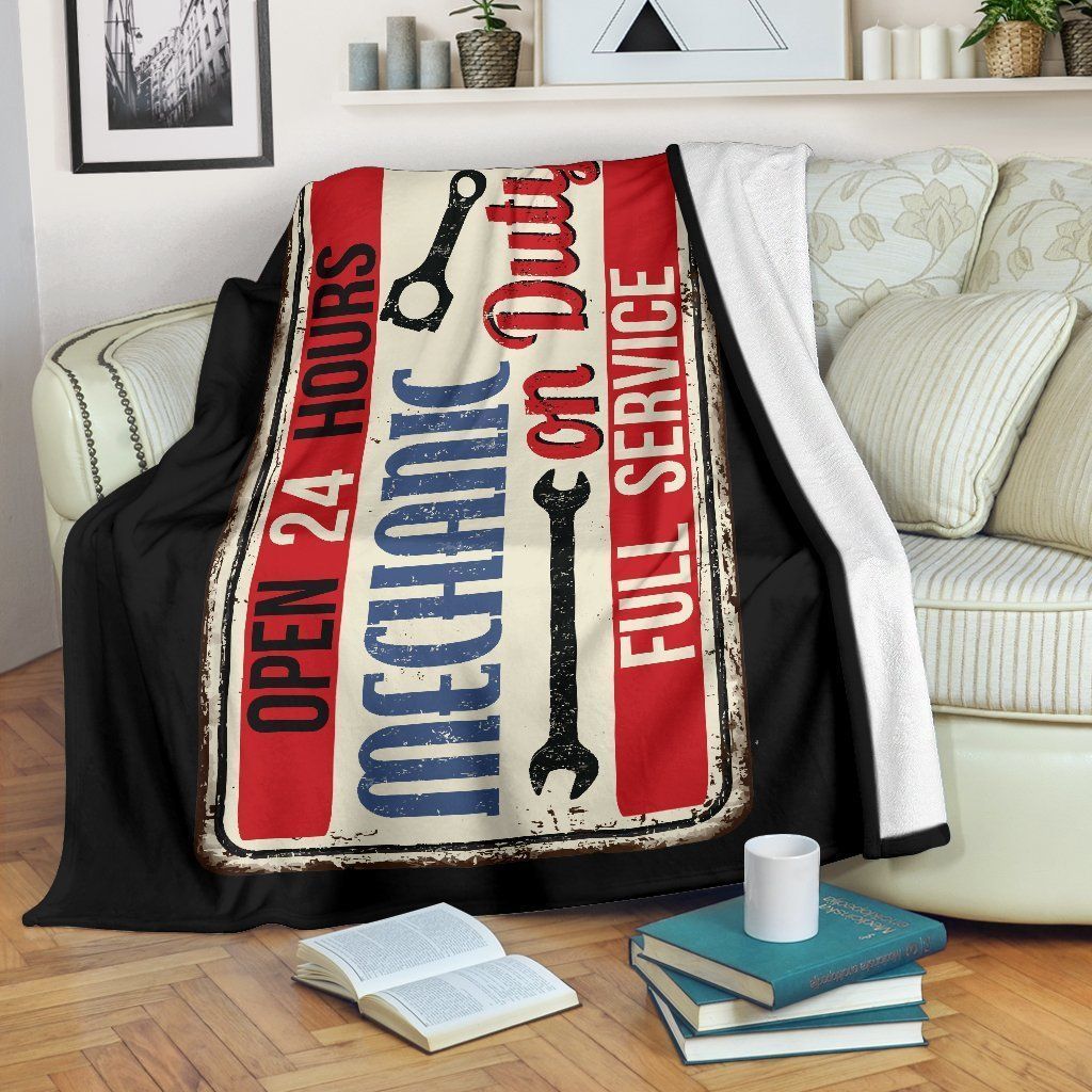 On Duty Mechanic Sherpa Fleece Blanket