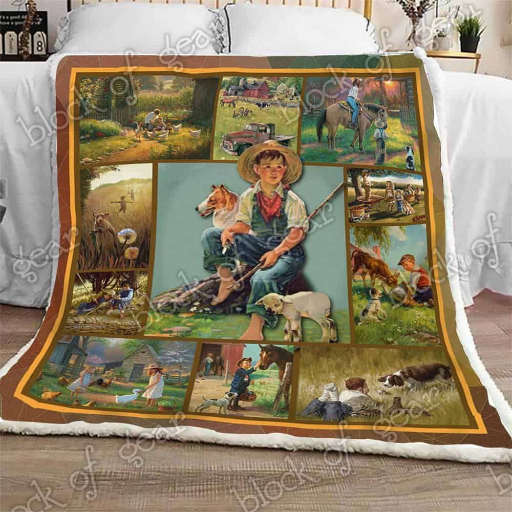 On the farm We do all things together Fleece Blanket