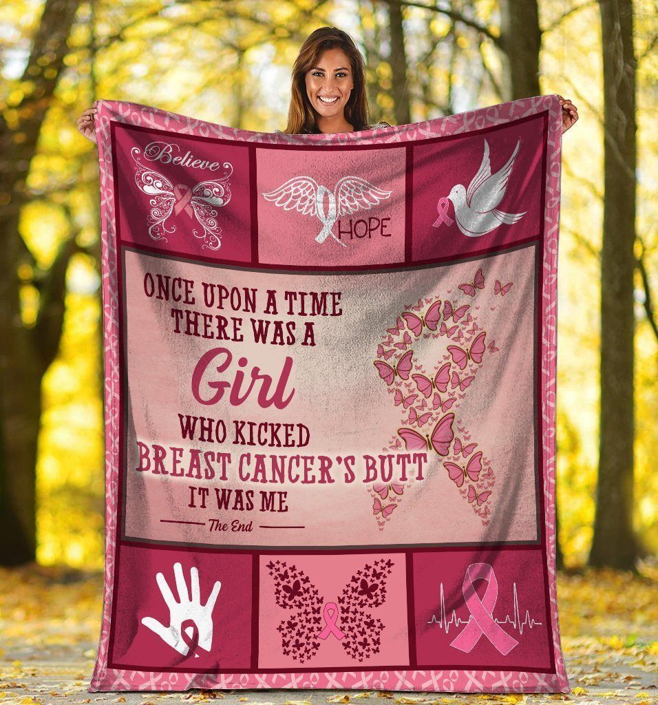 Once Upon A Time There Was A Girl Breast Cancer Awareness Pink Ribbon Fleece Blanket