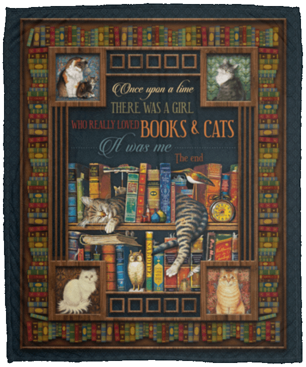 Once Upon A Time There Was A Girl Who Loved Books And Cats Sherpa Fleece Blanket