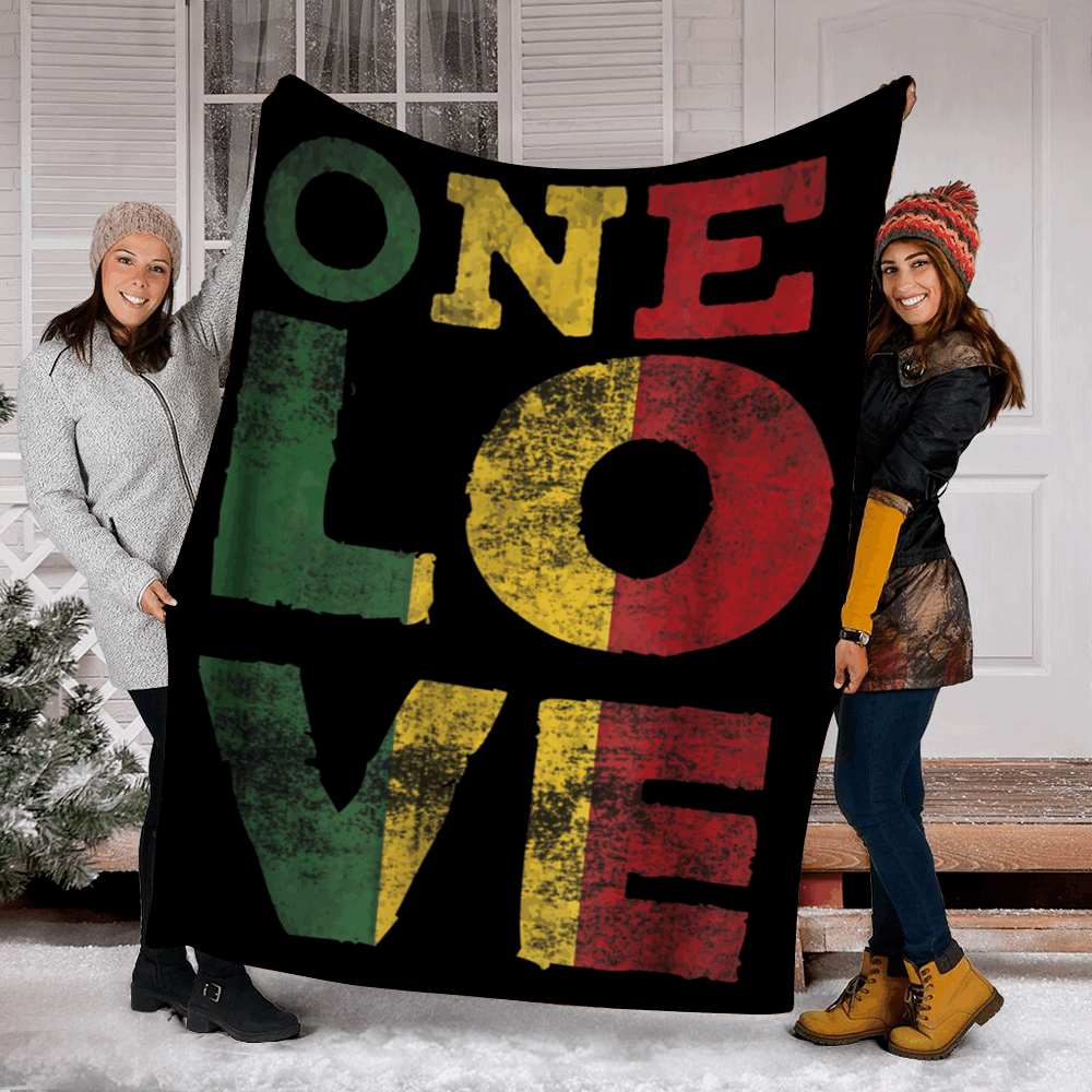 One Love Rasta Reggae Sherpa Fleece Blanket