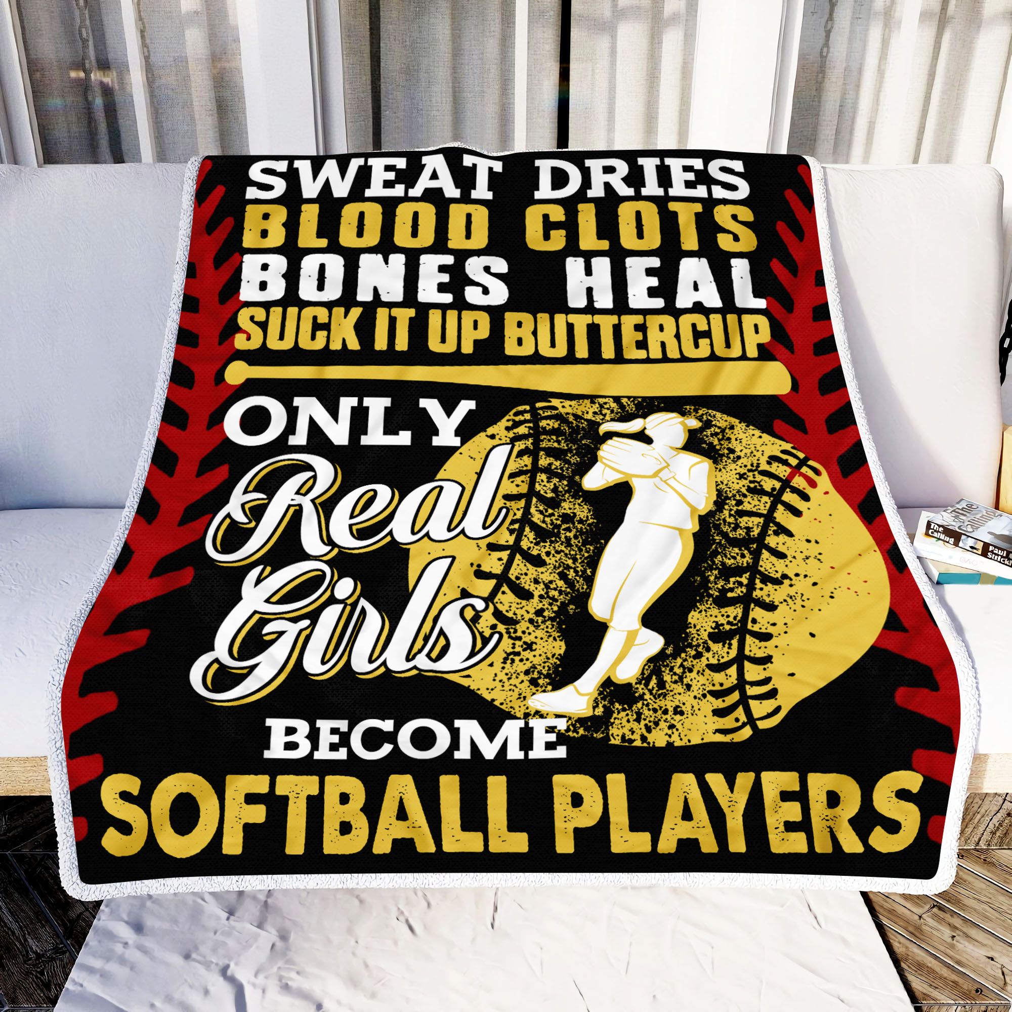 Only Real Girls Become Softball Players Fleece Blanket