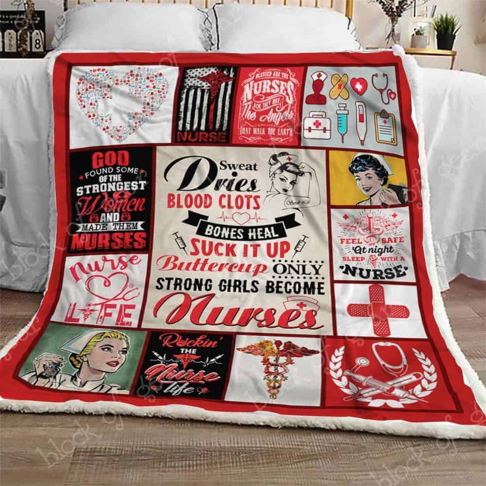 Only Strong Girls Become Nurses Fleece Blanket