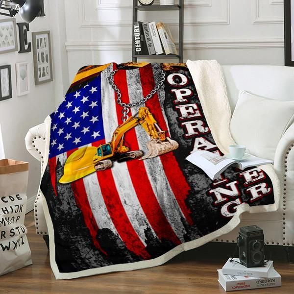 Operating Engineer Sherpa Fleece Blanket