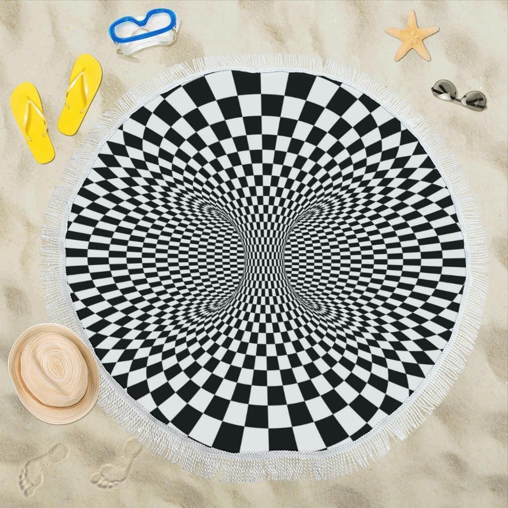 Optical Illusion Projection Torus Round Beach Towel