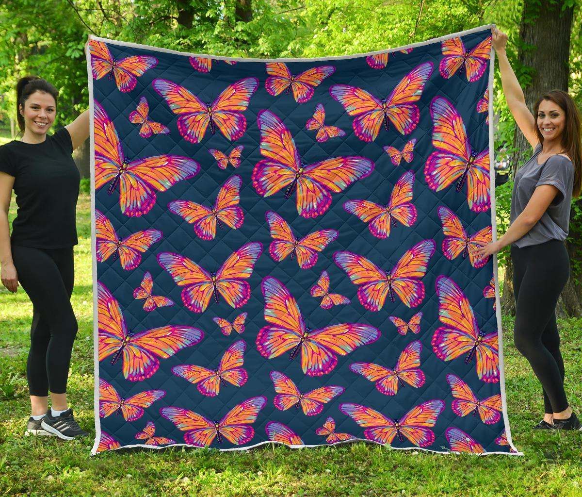 Orange And Purple Butterfly CL17100405MDQ Quilt Blanket