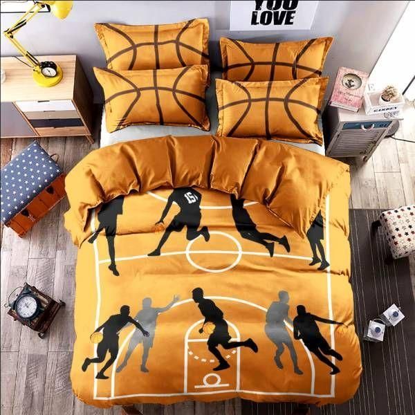 Orange Basketball Printed Bedding Set