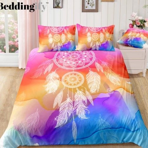 Orange Blue Dreamcatcher Bedding Set