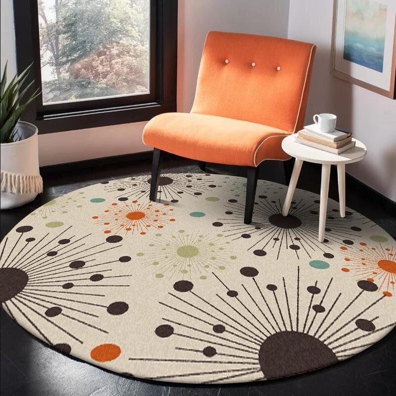 Orange Brown Polka Dot Round Carpet