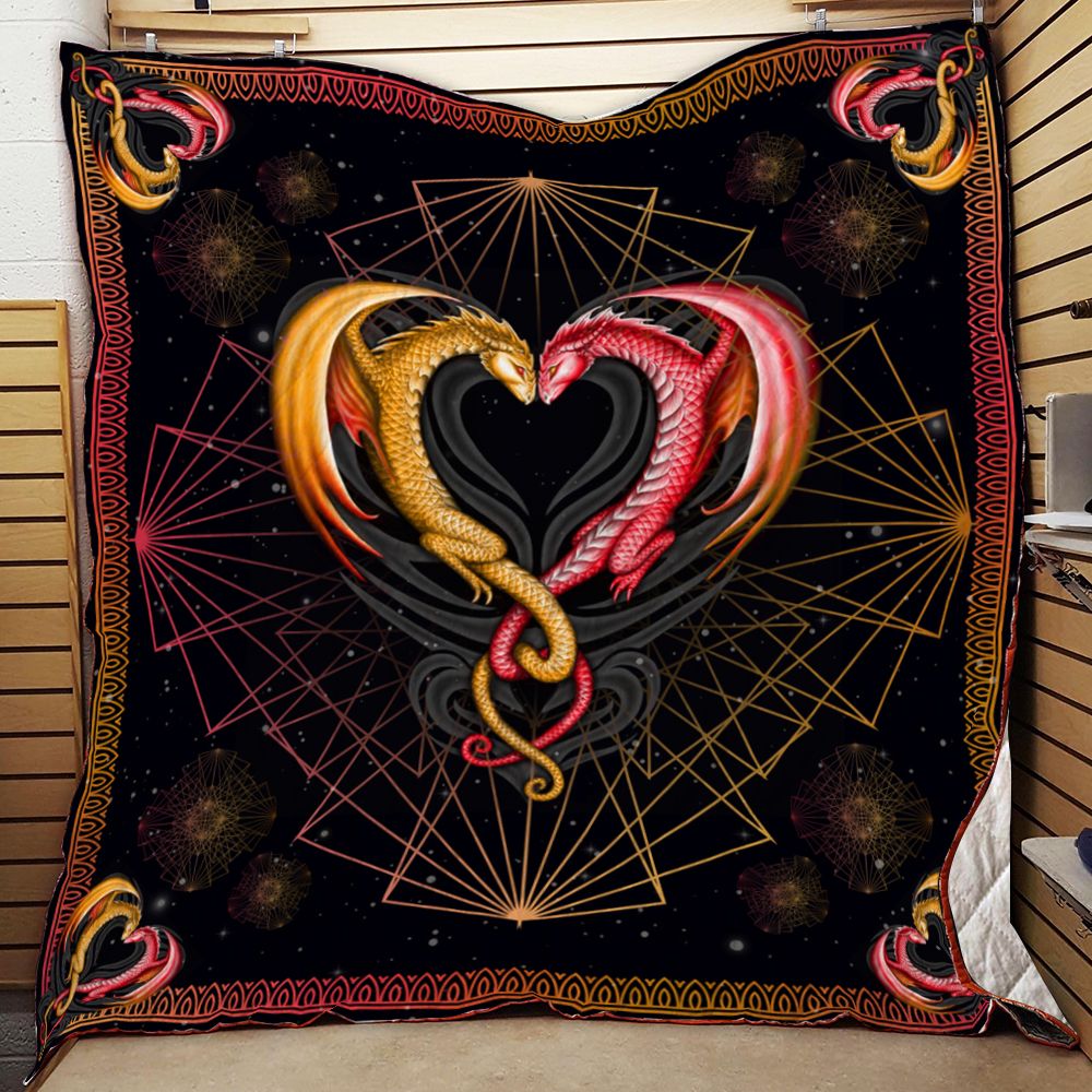 Orange Dragon Couple Quilt Blanket Kp1 Dhc131275Dd