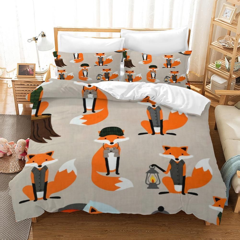 Orange Foxes Bedding Set