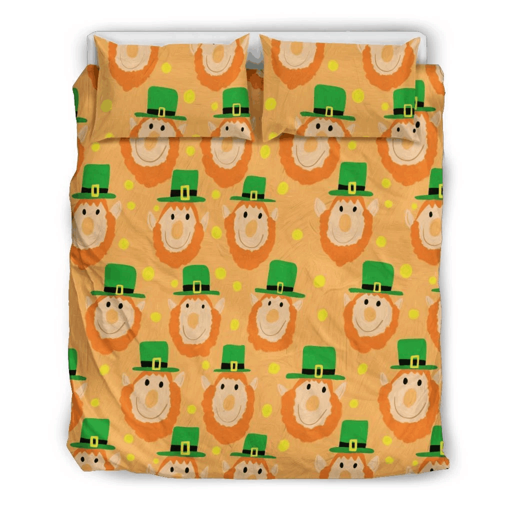 Orange Funny Leprechaun With Top Hat St Patrick’s Day Bedding Set