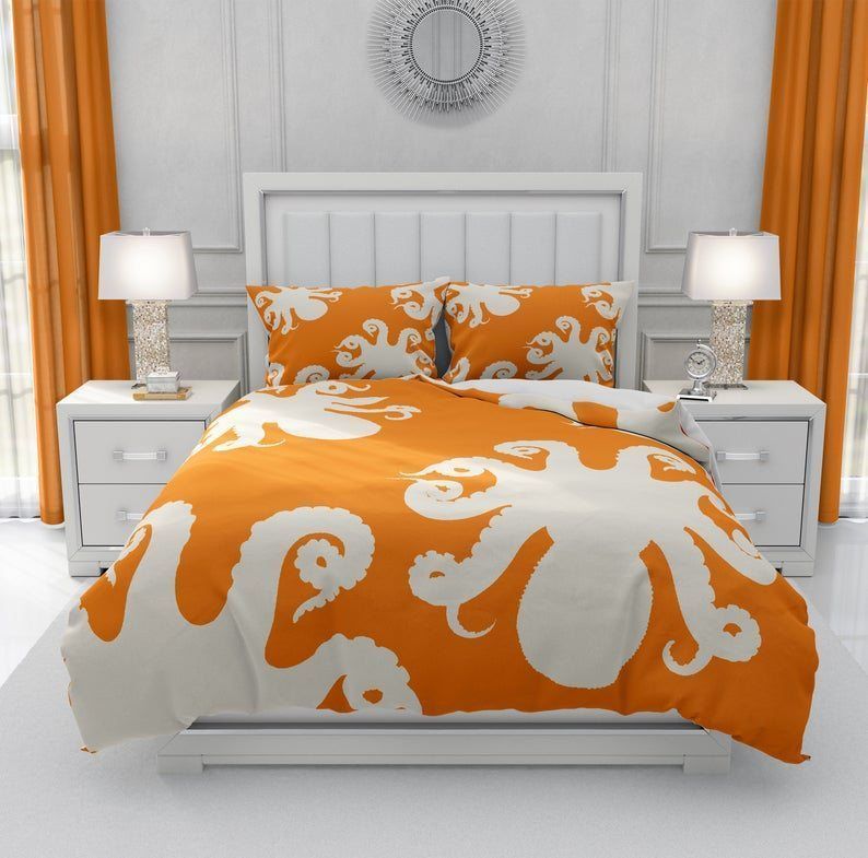 Orange Octopus Bedding Set